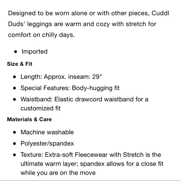 Cuddl Duds Climate Right Stretch Fleece Leggings - Picture 11 of 11